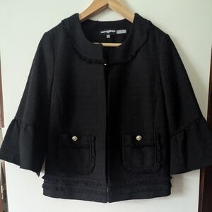 Karl Lagerfield Medium Black Tweed Blazer Jacket